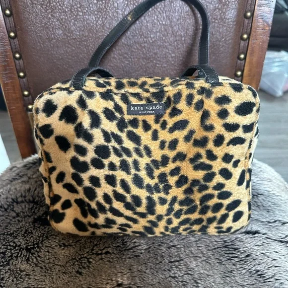 Vintage Kate Spade Faux Fur Leopard Print Mini Handbag - Picture 7 of 16